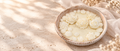 Soy coconut clean linen candle in a handcrafted jesmonite container that can be used for any purpose for years of enjoyment . Multiple flower candle melts for added beauty